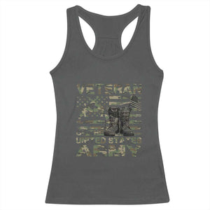 American Veteran Racerback Tank Top Of The US Army Camouflage Flag TS02 Dark Heather Print Your Wear