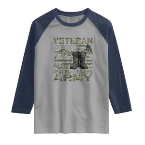 American Veteran Raglan Shirt Of The US Army Camouflage Flag TS02 Sport Gray Navy Print Your Wear