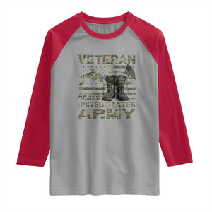 American Veteran Raglan Shirt Of The US Army Camouflage Flag TS02 Sport Gray Red Print Your Wear