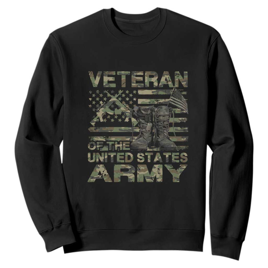 American Veteran Sweatshirt Of The US Army Camouflage Flag TS02 Black Print Your Wear