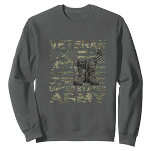 American Veteran Sweatshirt Of The US Army Camouflage Flag TS02 Dark Heather Print Your Wear