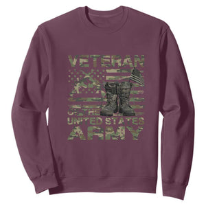 American Veteran Sweatshirt Of The US Army Camouflage Flag TS02 Maroon Print Your Wear