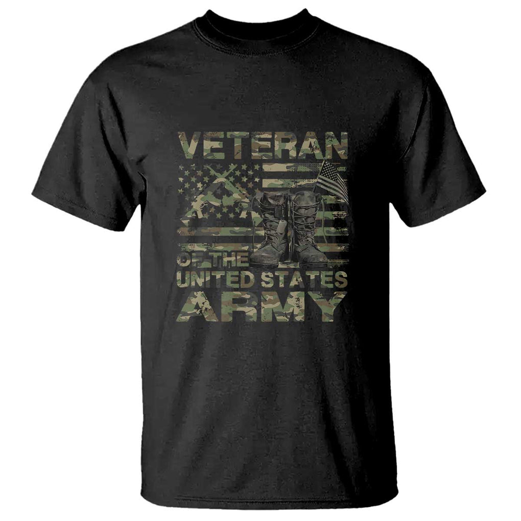 American Veteran T Shirt Of The US Army Camouflage Flag TS02 Black Print Your Wear