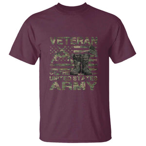 American Veteran T Shirt Of The US Army Camouflage Flag TS02 Maroon Print Your Wear