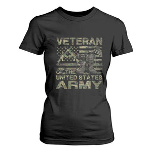 American Veteran T Shirt For Women Of The US Army Camouflage Flag TS02 Black Print Your Wear