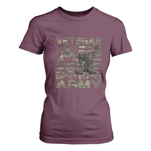 American Veteran T Shirt For Women Of The US Army Camouflage Flag TS02 Maroon Print Your Wear