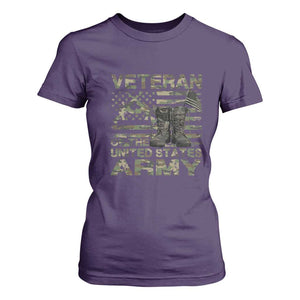 American Veteran T Shirt For Women Of The US Army Camouflage Flag TS02 Purple Print Your Wear