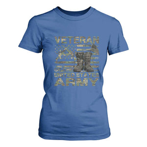 American Veteran T Shirt For Women Of The US Army Camouflage Flag TS02 Royal Blue Print Your Wear