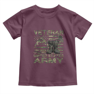 American Veteran Toddler T Shirt Of The US Army Camouflage Flag TS02 Maroon Print Your Wear