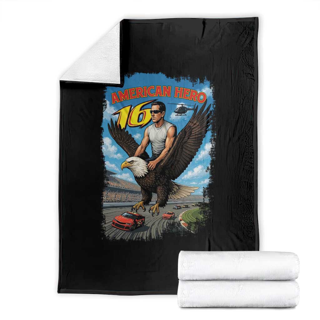 Patriotic Americanana Speed Legend 16 Tribute Throw Blanket American Hero Bald Eagle Speedway Memorial TS02 Black Print Your Wear