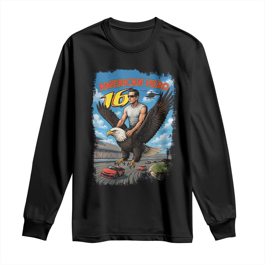 Patriotic Americanana Speed Legend 16 Tribute Long Sleeve Shirt American Hero Bald Eagle Speedway Memorial TS02 Black Print Your Wear
