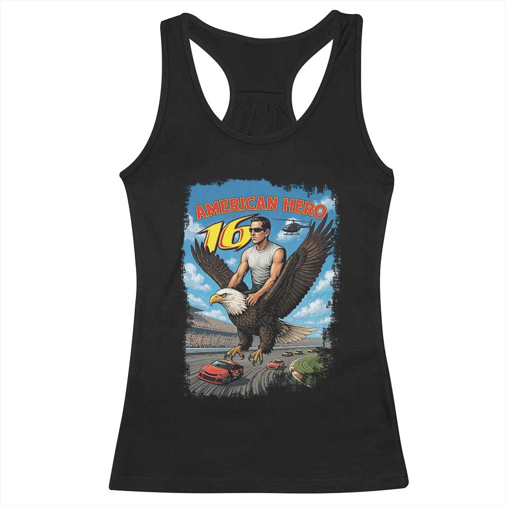 Patriotic Americanana Speed Legend 16 Tribute Racerback Tank Top American Hero Bald Eagle Speedway Memorial TS02 Black Print Your Wear