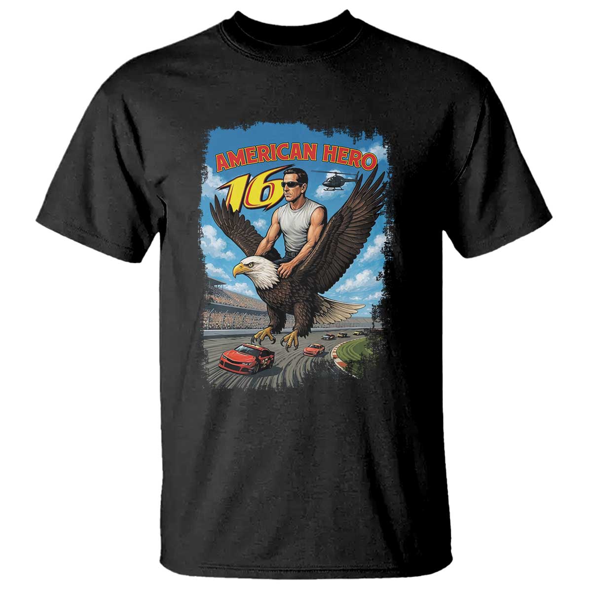 Patriotic Americanana Speed Legend 16 Tribute T Shirt American Hero Bald Eagle Speedway Memorial TS02 Black Print Your Wear