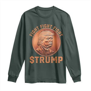 Trump Bitcoin 2025 Long Sleeve Shirt 47th President Coin Cryptocurrency TS02 Dark Forest Green Print Your Wear