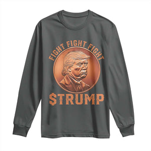 Trump Bitcoin 2025 Long Sleeve Shirt 47th President Coin Cryptocurrency TS02 Dark Heather Print Your Wear