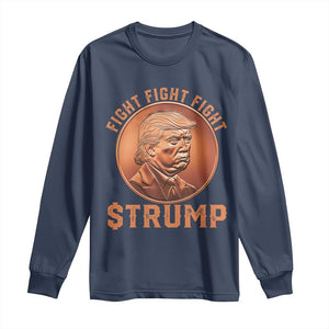 Trump Bitcoin 2025 Long Sleeve Shirt 47th President Coin Cryptocurrency TS02 Navy Print Your Wear