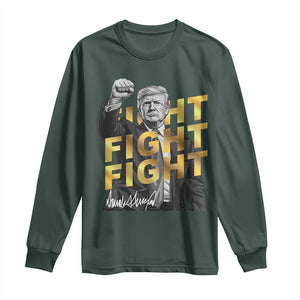 Trump Bitcoin Long Sleeve Shirt President Trump Iconic Signature Pose Meme Coin TS02 Dark Forest Green Print Your Wear