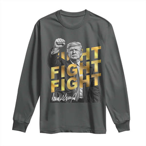 Trump Bitcoin Long Sleeve Shirt President Trump Iconic Signature Pose Meme Coin TS02 Dark Heather Print Your Wear