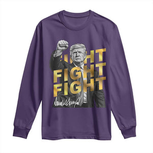 Trump Bitcoin Long Sleeve Shirt President Trump Iconic Signature Pose Meme Coin TS02 Purple Print Your Wear