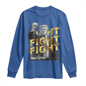 Trump Bitcoin Long Sleeve Shirt President Trump Iconic Signature Pose Meme Coin TS02 Royal Blue Print Your Wear