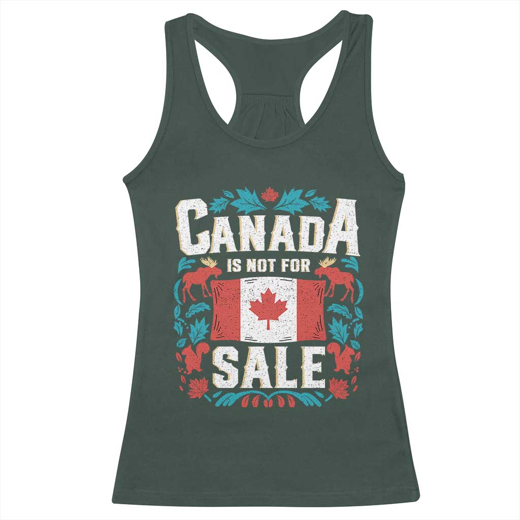 Canada Is Not For Sale Racerback Tank Top TS02 Dark Forest Green Print Your Wear