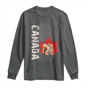 Canada Pride Long Sleeve Shirt Maple Leaf Squirrel Canadian Roots TS02 Dark Heather Print Your Wear