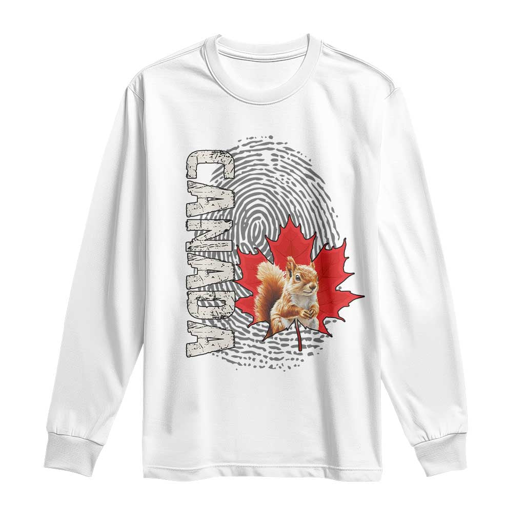 Canada Pride Long Sleeve Shirt Maple Leaf Squirrel Canadian Roots TS02 White Print Your Wear