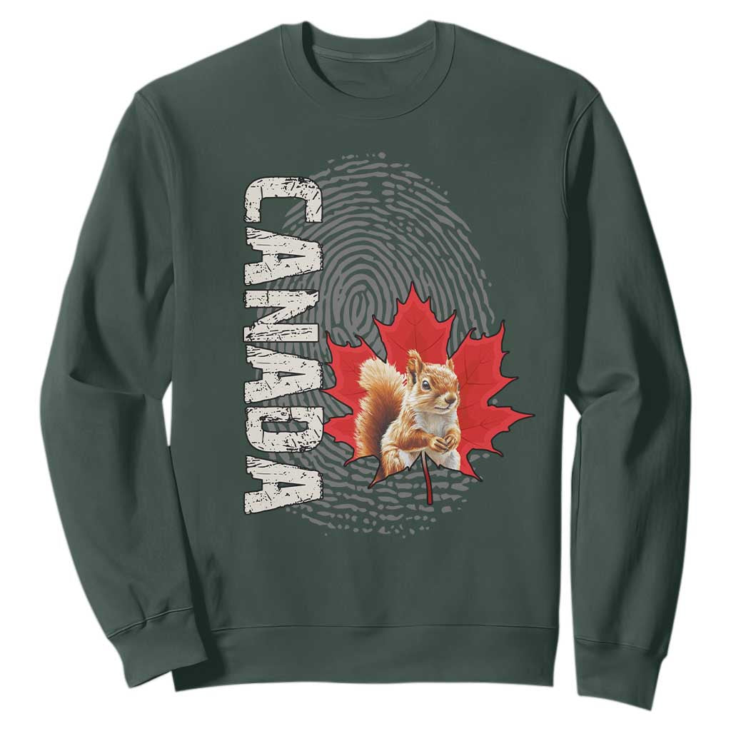Canada Pride Sweatshirt Maple Leaf Squirrel Canadian Roots TS02 Dark Forest Green Print Your Wear