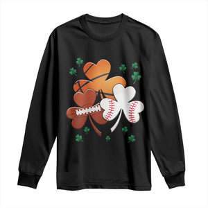 Football Basketball Baseball Shamrock Long Sleeve Shirt Happy St Patricks Day Sport Lover TS02 Black Print Your Wear