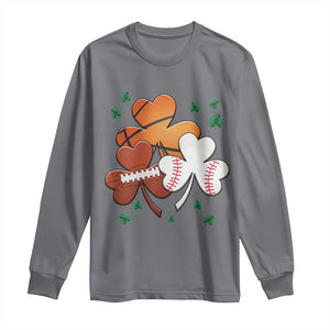 Football Basketball Baseball Shamrock Long Sleeve Shirt Happy St Patricks Day Sport Lover TS02 Charcoal Print Your Wear