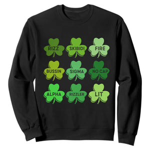 Funny St Patricks Day Skibi Rizz Sweatshirt No Cap TS02 Black Print Your Wear