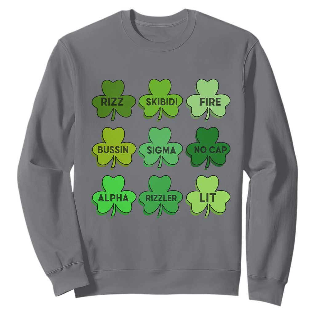 Funny St Patricks Day Skibi Rizz Sweatshirt No Cap TS02 Charcoal Print Your Wear