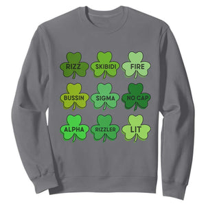Funny St Patricks Day Skibi Rizz Sweatshirt No Cap TS02 Charcoal Print Your Wear