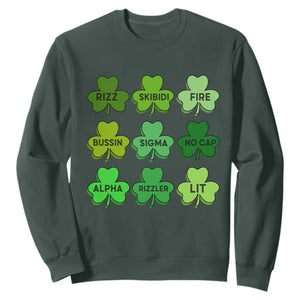 Funny St Patricks Day Skibi Rizz Sweatshirt No Cap TS02 Dark Forest Green Print Your Wear