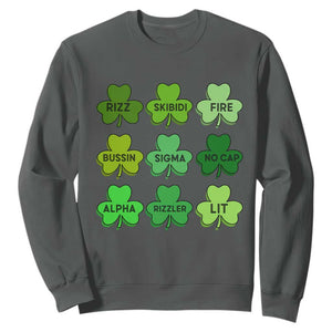 Funny St Patricks Day Skibi Rizz Sweatshirt No Cap TS02 Dark Heather Print Your Wear
