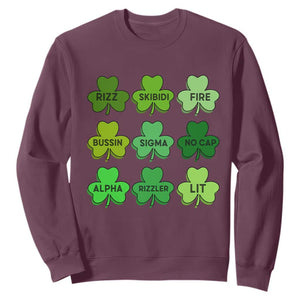 Funny St Patricks Day Skibi Rizz Sweatshirt No Cap TS02 Maroon Print Your Wear