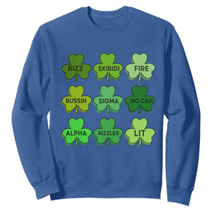 Funny St Patricks Day Skibi Rizz Sweatshirt No Cap TS02 Royal Blue Print Your Wear