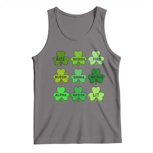 Funny St Patricks Day Skibi Rizz Tank Top No Cap TS02 Deep Heather Print Your Wear