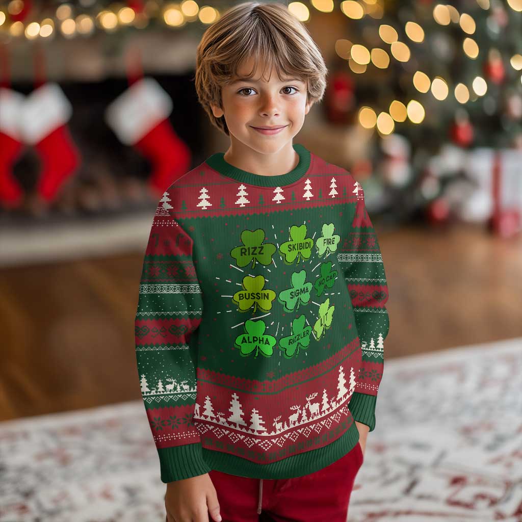 Funny St Patricks Day Skibi Rizz Knit Sweatshirt No Cap TS02 Christmas Print Your Wear