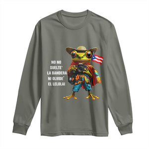 Puerto Rico Coqui' Long Sleeve Shirt Debí Tirar Más Fotos TS02 Military Green Print Your Wear