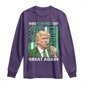 Funny Trump Make St Patrick's Day Great Again Long Sleeve Shirt Green American Flag TS02 Purple Print Your Wear