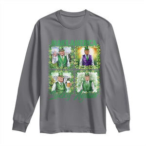 Funny St Patrick's Day Trump Long Sleeve Shirt Make America Lucky Again Shamrock Retro TS02 Charcoal Print Your Wear