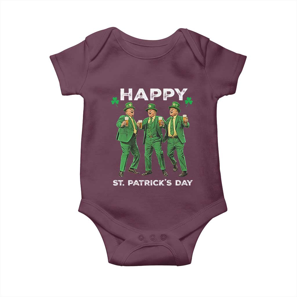Funny St Patrick's Day Trump Baby Onesie Dancing Saint Patrick TS02 Maroon Print Your Wear