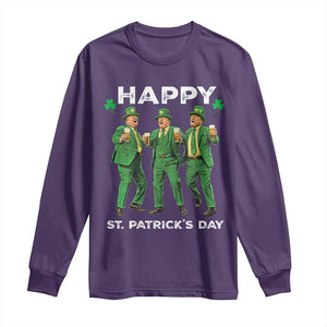 Funny St Patrick's Day Trump Long Sleeve Shirt Dancing Saint Patrick TS02 Purple Print Your Wear