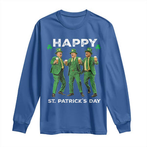 Funny St Patrick's Day Trump Long Sleeve Shirt Dancing Saint Patrick TS02 Royal Blue Print Your Wear