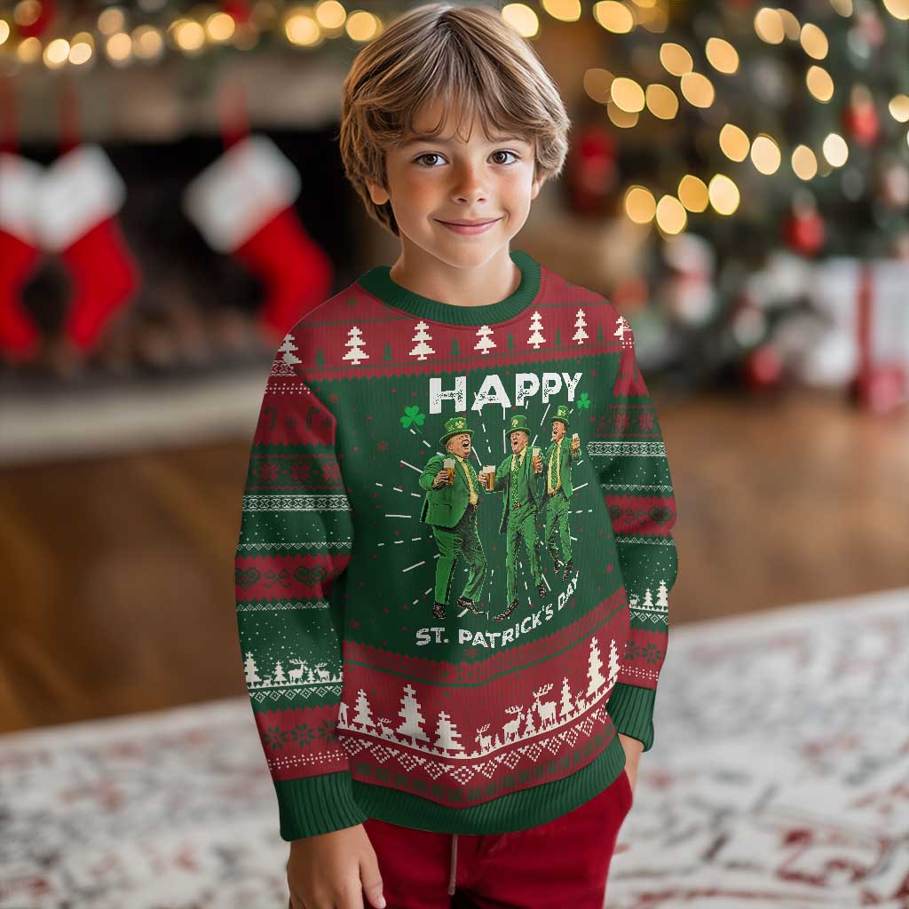 Funny St Patrick's Day Trump Knit Sweatshirt Dancing Saint Patrick TS02 Christmas Print Your Wear