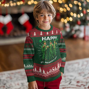 Funny St Patrick's Day Trump Knit Sweatshirt Dancing Saint Patrick TS02 Christmas Print Your Wear
