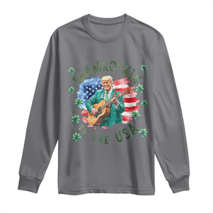 Funny St Patrick's Day Trump Long Sleeve Shirt Shamrockin in The USA Funny TS02 Charcoal Print Your Wear