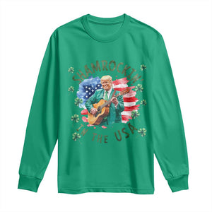 Funny St Patrick's Day Trump Long Sleeve Shirt Shamrockin in The USA Funny TS02 Irish Green Print Your Wear