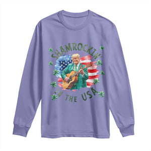 Funny St Patrick's Day Trump Long Sleeve Shirt Shamrockin in The USA Funny TS02 Violet Print Your Wear